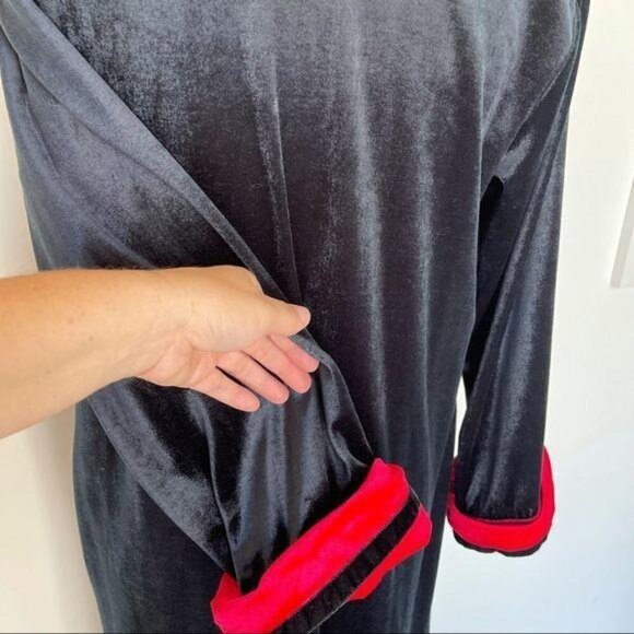 Diamond Tea Gown Robe Small S Womens Vintage Velvet Open Front Button Pockets - Picture 12 of 12